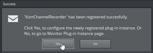 New Plugin Instance Success Dialog