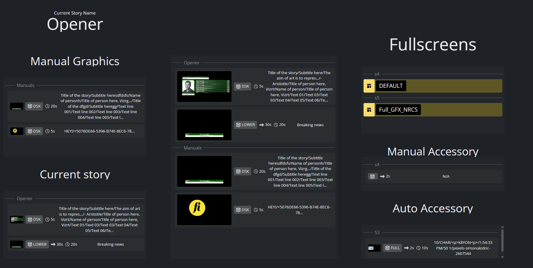 Graphics playout panel