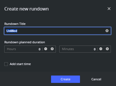 Create new rundown